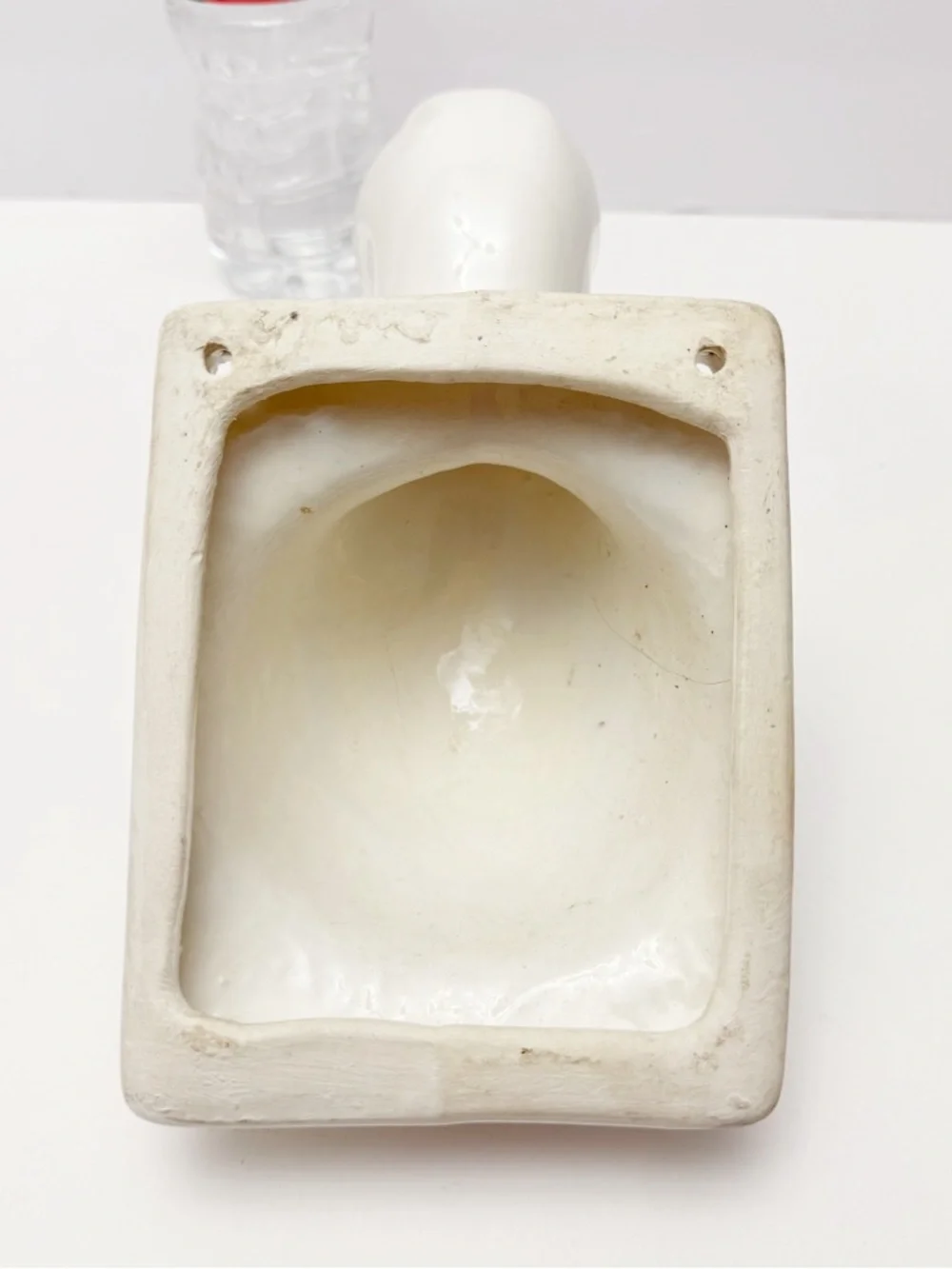 Vintage White Ceramic Duck Head Wall Mount Hook Apron Towel Holder